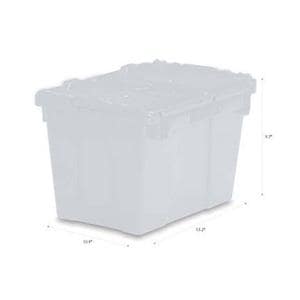 Storage Tote Semi-Clear HDPE With Integrated Hinged Lid 15.2x10.9x9.7" Ea