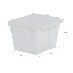 Storage Tote Semi-Clear HDPE With Integrated Hinged Lid 21.8x15.2x12.9" Ea