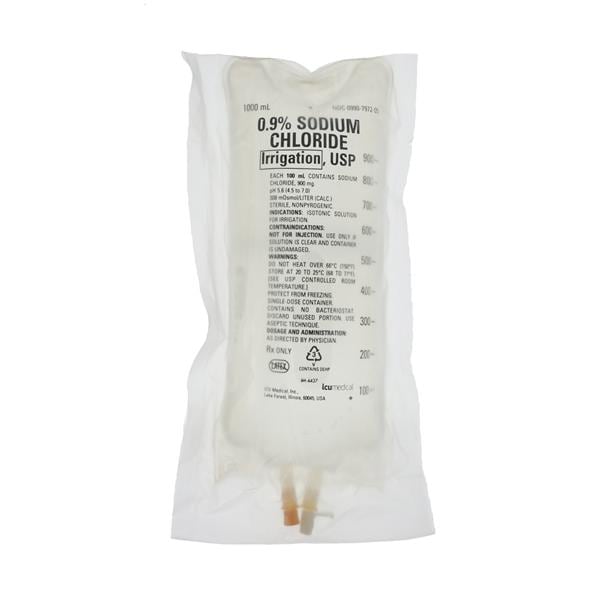 Irrigation Solution 0.9% Sodium Chloride 1000mL Bag Bag Ea