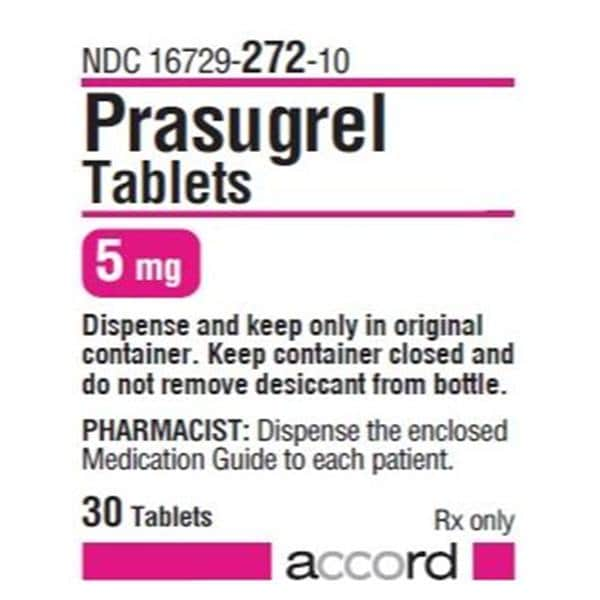 Prasugrel Tablets 5mg Bottle 30/Bottle Each