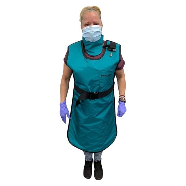 Coat Apron Teal 24x40" Lead Free With Thyroid Collar Ea