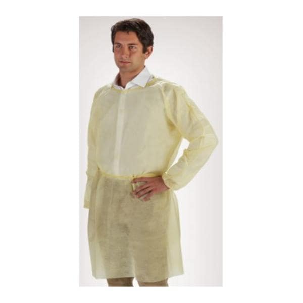 Isolation Gown Not AAMI Rated Antstc N Wvn PP Medium / Large Yellow 10/Ca