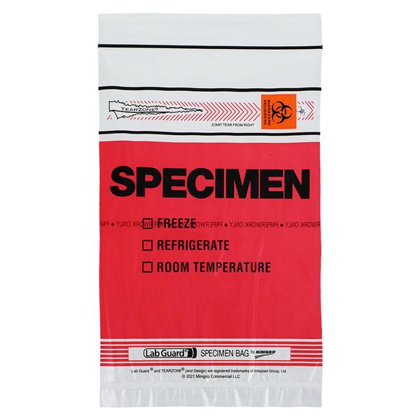 Lab Guard Specimen Bag Red Ziplock Pouch 100/Pk