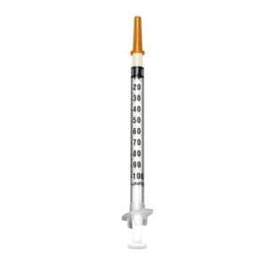 Sol-Care Safety Syringe/Needle 25gx1" 1mL Safety Low Dead Space 100/Bx