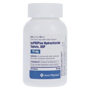 Bupropion HCl Tablets 75mg Bottle 100/Bottle Each