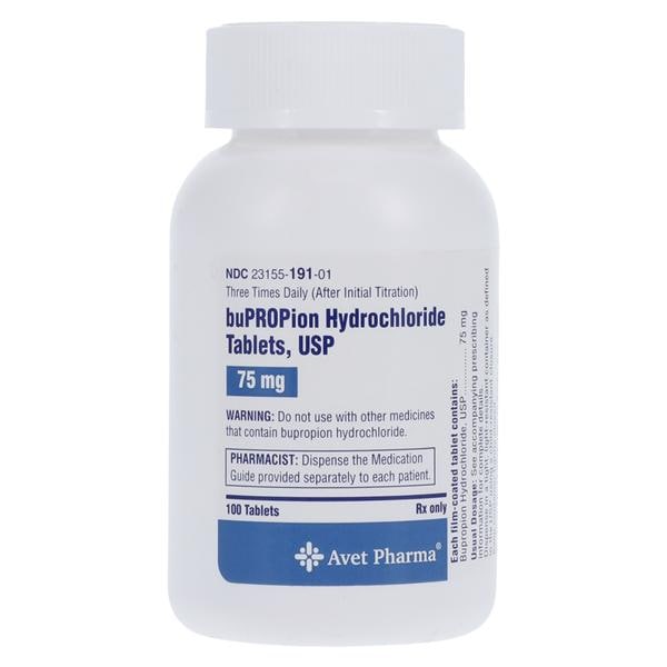 Bupropion HCl Tablets 75mg Bottle 100/Bt