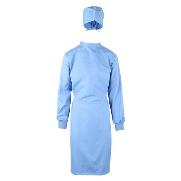 Isolation Gown Adult Medium Blue Reusable Ea