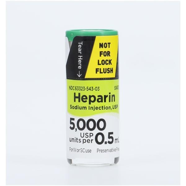 Heparin Sodium Injection 5,000U/0.5mL SDV 0.5mL 25/Package