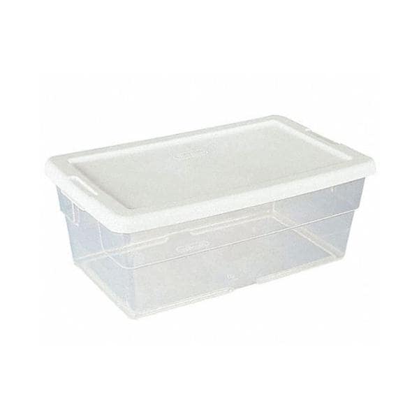 Storage Tote Clear/White Polypropylene Lid 13.28x8.25x4.875" Ea