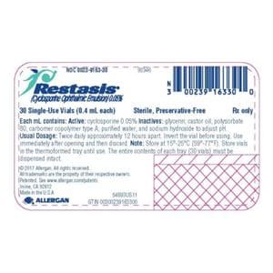 Restasis Ophthalmic Emulsion Vial 0.4mL 30/Package