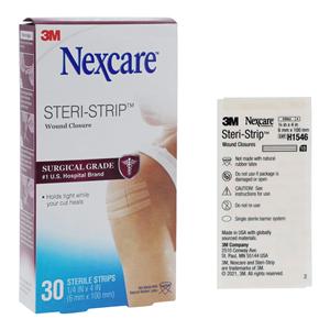 NexCare Steri-Strip Skin Closure Strip 1/4x4" Breathable 30/Bx, 12 BX/CA