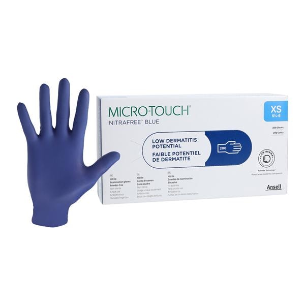 Micro-Touch NitraFree Nitrile Exam Gloves X-Small Blue Non-Sterile