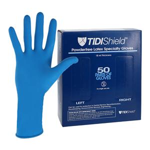 TidiShield Latex Exam Gloves Small Blue Non-Sterile