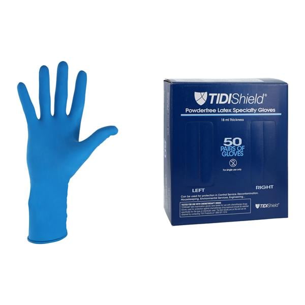 TidiShield Latex Exam Gloves Large Blue Non-Sterile