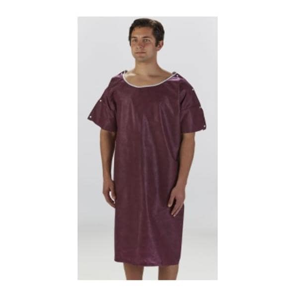 Exam Gown Nonwoven 4/5 X-Large Maroon / White 30/Ca