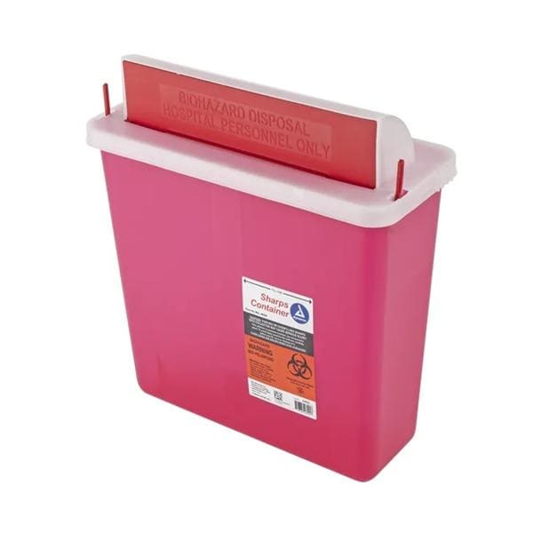 Sharps Container Container 5qt Red 10.7x4.6x11.8" Mailbox Style Lid Plastic Ea