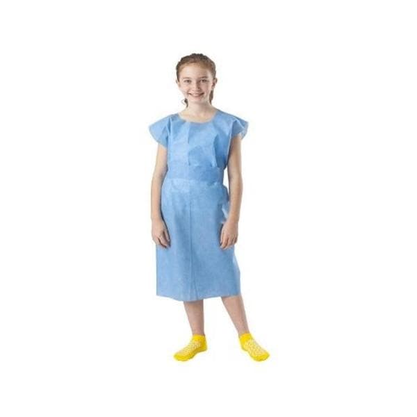 Patient Gown 21 in x 36 in Blu Non-Sized Tissue / Poly / Tissue Disposable 50/Ca