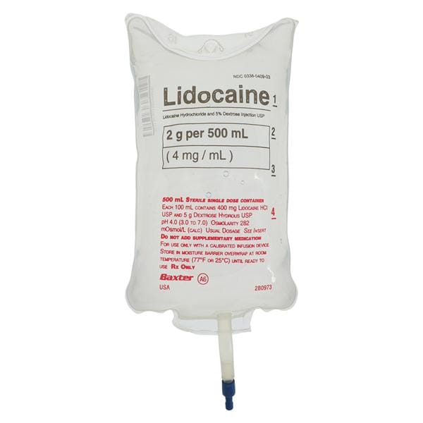 Lidocaine HCl in 5% Dextrose Injection 2gm/Bag 4mg/mL Bag 500mL 18/Package