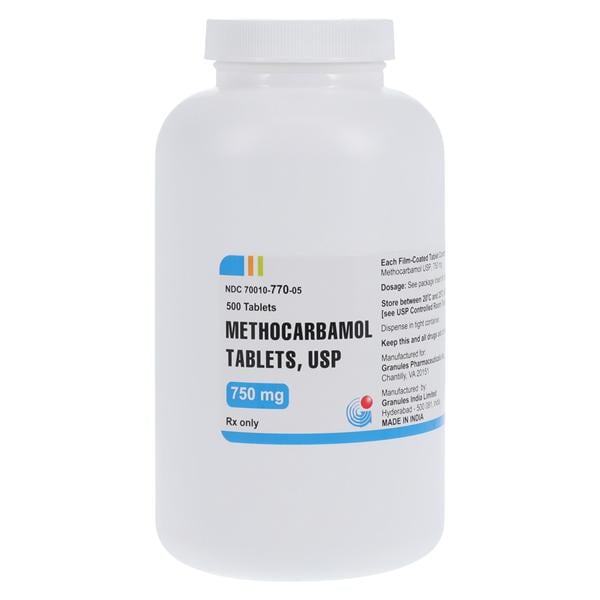 Methocarbamol Tablets 750mg Bottle 500/Bottle Each