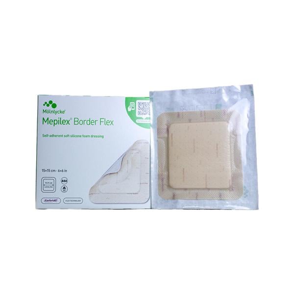 Mepilex Border Flex Sft Slcn Wound Dressing 6x6 5 Layer Sqr Sft Adhs Tn Abs, 10 BX/CA