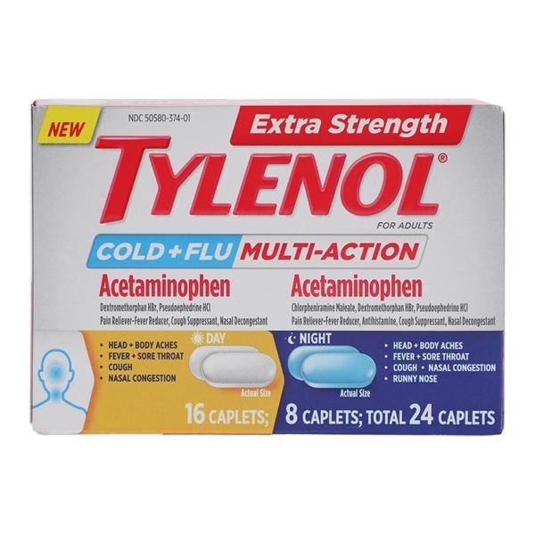 Tylenol Extra Strength Cld & Flu Caplets 500/15/60mg Dy/Nght Multi-Action 24/Cr