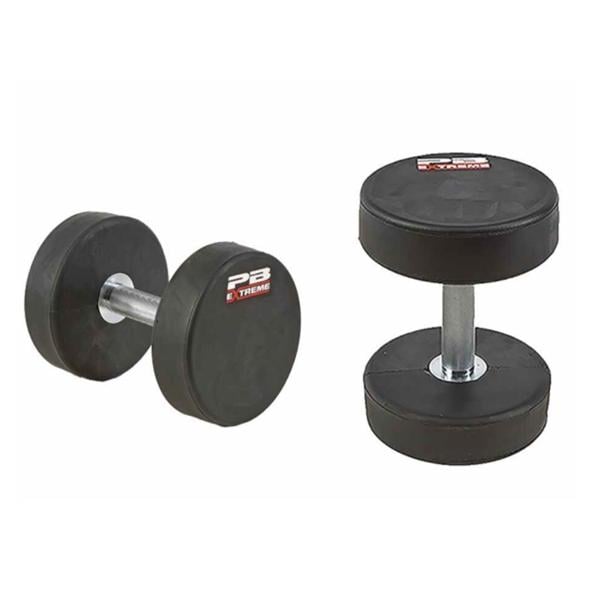 PB Extreme Weight Dumbbell 65lb Rubber Encased Black/Silver