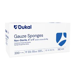 Cotton Gauze Sponge 4x4" 12 Ply Non-Sterile Not Made With Natural Rubber Latex