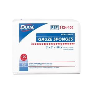 100% Cotton Gauze Sponge 3x3" 12 Ply Non-Sterile LF, 40 BG/CA