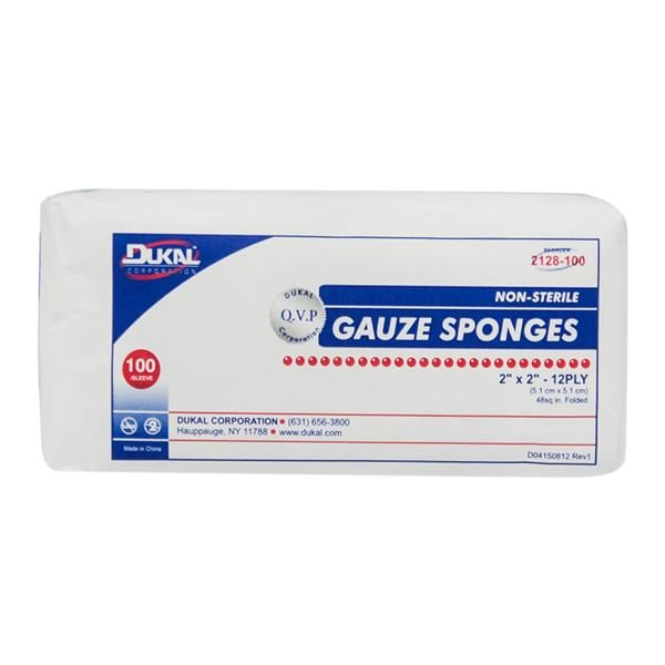 100% Cotton Gauze Sponge 2x2" 12 Ply Non-Sterile LF