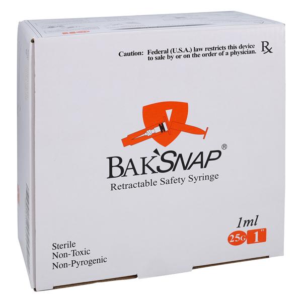 Baksnap Needle/ Syringe Specialty Hypodermic 1mL 25gx1 Sfty Atchd Ndl Fxd 100/Bx