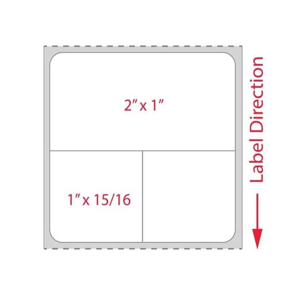 Direct Thermal Label White Cerner Paper 2x1-15/16" 1" Core 1000/Rl