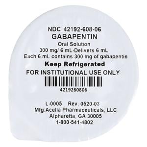 Gabapentin Oral Solution 300mg UD Cup 6mL 40/Bx