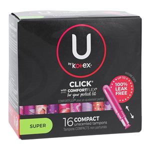 U by Kotex Click Applicator Tampon Max White Disposable Fragrance Free LF 16/Bx