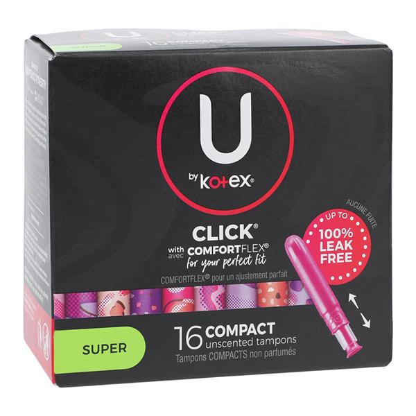 U by Kotex Click Applicator Tampon Max White Disposable Fragrance Free LF 16/Bx