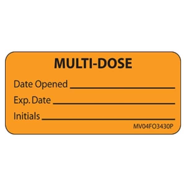 Label Paper Multi-Dose Date Orange 2-1/4x1" 1" Core 5/Rl