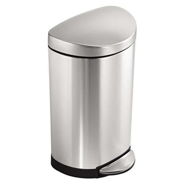 2.3 Gallon Semi-Round Step Trash Can Brushed Stainless Steel Ea