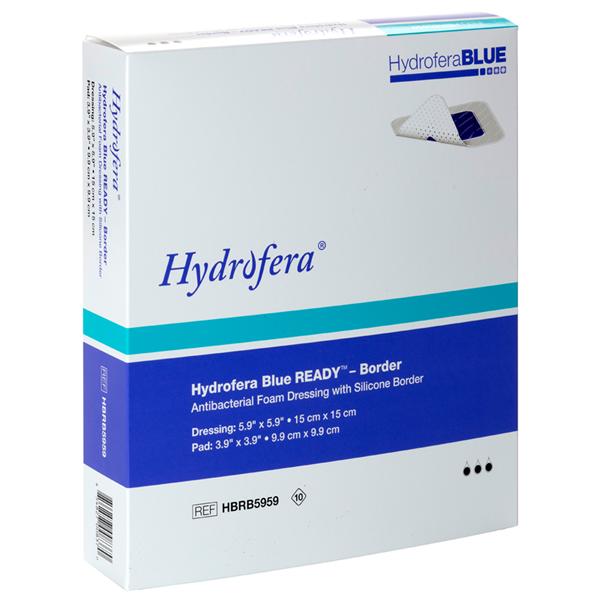 Hydrofera Blue Ready PU Fm/Flm/Slcn Border Dressing 5.9x5.9 Strl Abs