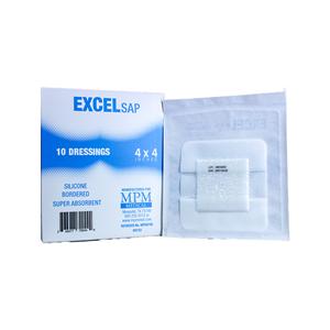 Excel SAP Silicone Border Dressing 4x4" Square Adhesive Super Absorbent