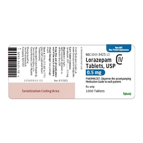 Lorazepam Tablets 0.5mg Bottle 100/Bt