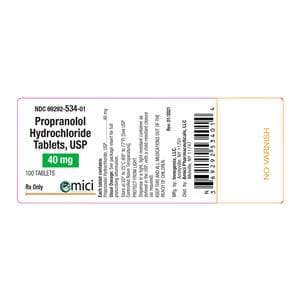 Propranolol HCL 40mg 100/Bt