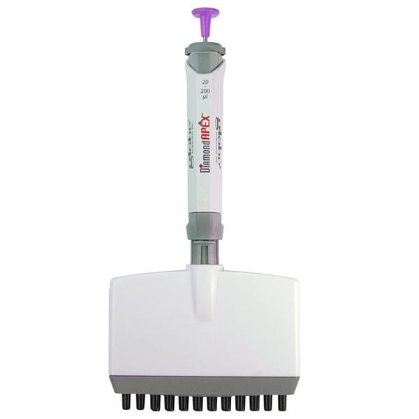 Diamond Apex 12 Channel Pipette 0.5-10 uL Red Ea