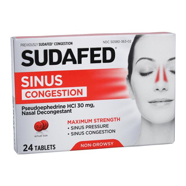 Sudafed Sinus/Congestion Tablets 30mg 24/Bx