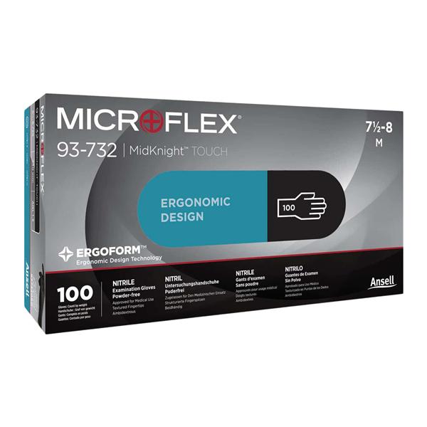 MICROFLEX MidKnight Touch Nitrile Exam Gloves X-Small Black Non-Sterile, 10 BX/CA