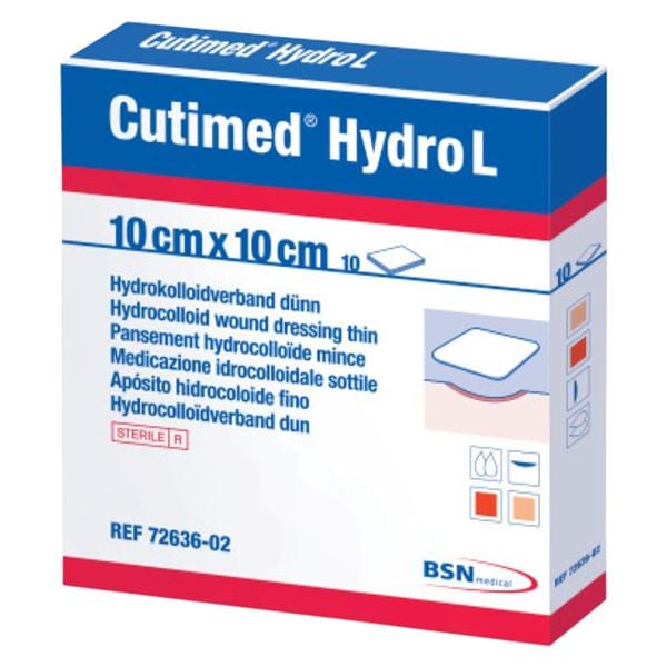 Cutimed Hydro L Polyurethane Film Hydrocolloid Dressing 4x4" Sterile Sq SlfAdhs