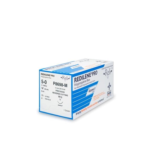 Reli Redilene Suture 5-0 18" Monofilament Polypropylene Mnflmnt YP-3 Bl 12/BX