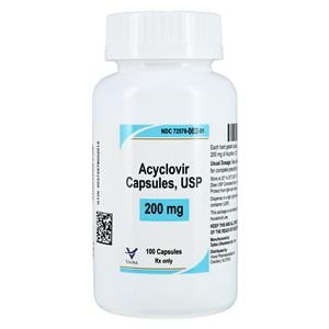 Acyclovir Capsules 200mg Bottle 100/Bottle Each