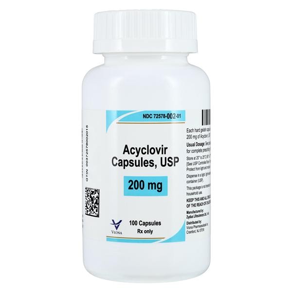 Acyclovir Capsules 200mg Bottle 100/Bottle Each