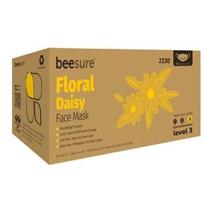 BeeSure Face Mask ASTM Level 3 Yellow / White Adult 50/Bx