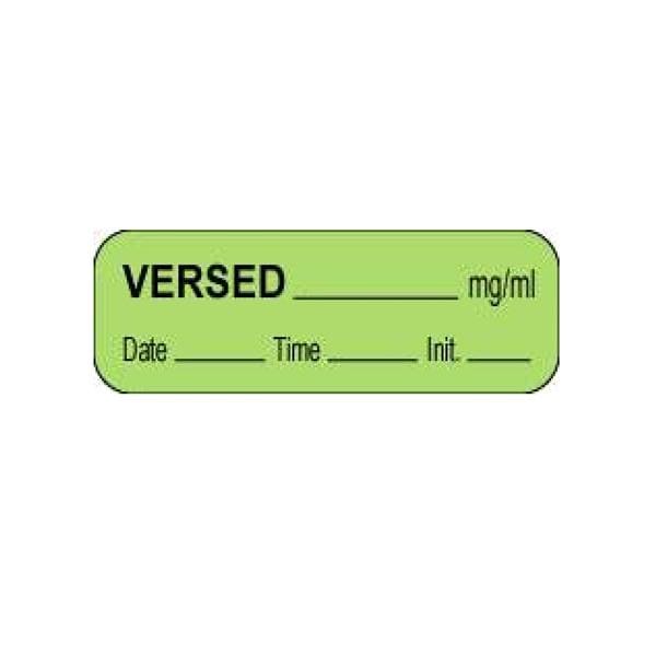 Anesthesia Label DTI Versed mg/ml Green Paper Single Use 1-1/2x1/2" 1000/Rl