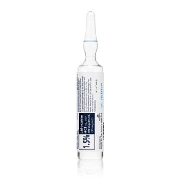 Lidocaine HCl Injection 1.5% Preservative Free Ampule 20mL 25/Package